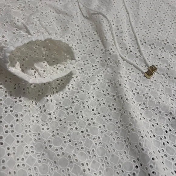 Tory Burch Soraya White Eyelet Tunic Cover Up Drawstring Resort Beach Top - Picture 6 of 11